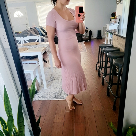 See You Monday Size M Pink Midi A-line Dress - Picture 2 of 5